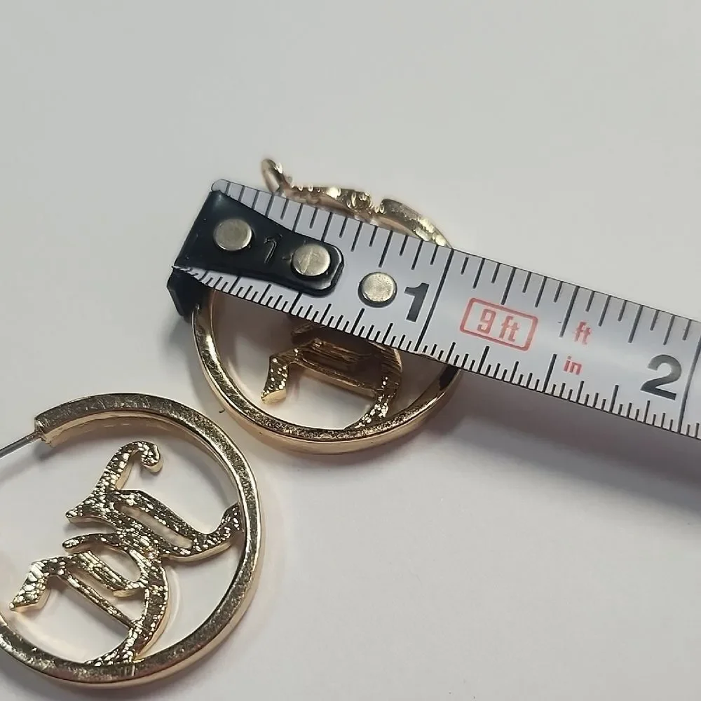 Juicy Couture Jewelry Gold Hoop Earrings Crystal Pave Logo JC  Clear Rhinestones